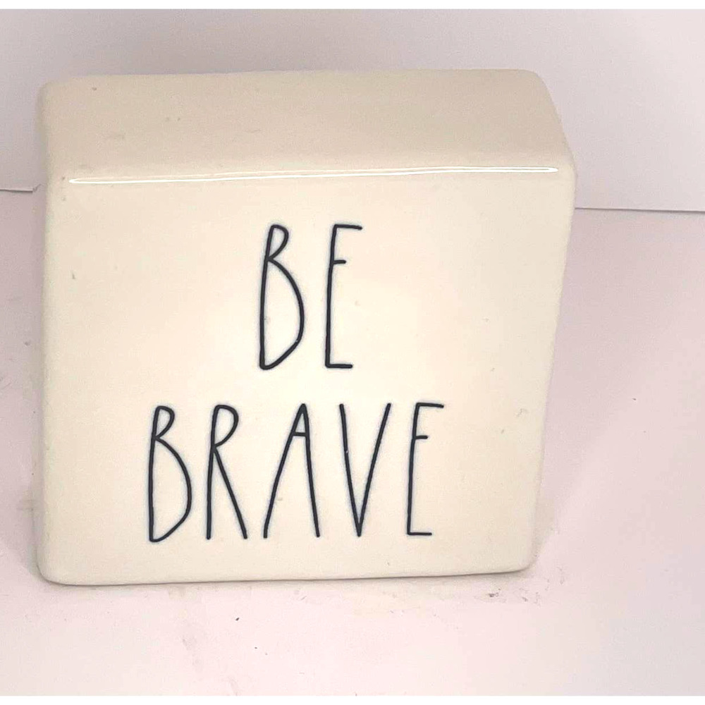 Rae Dunn Artisan Collection BE BRAVE / WORK HARD Motivational Paperweight